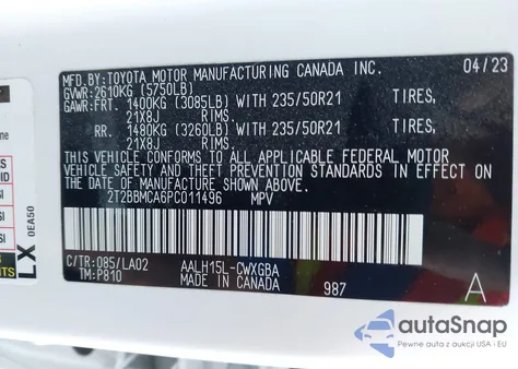 2023 Lexus Rx 350H Luxury из США, поврежденный, VIN 2T2BBMCA6PC011496